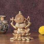 Pure Brass Ganesha & Lakshmi Idol Set | 5.5" x 3" x 3" Divine Murti | 3 kg Traditional Temple Art | Handcrafted Religious Sculpture | Prosperity Set | Jaipurio